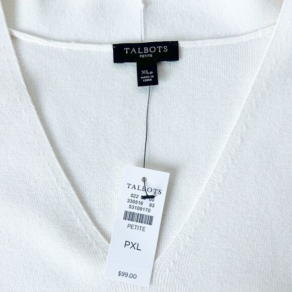 Talbots Sheer Poet Sleeve V Neck Pullover Sweater Ivory - Women's Size Petite XL - Picture 7 of 9
